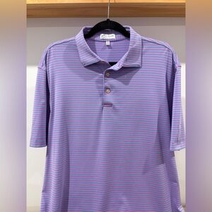 SOLD Peter Millar Summer Comfort Polo Large Pink Blue Stripe Performance Golf